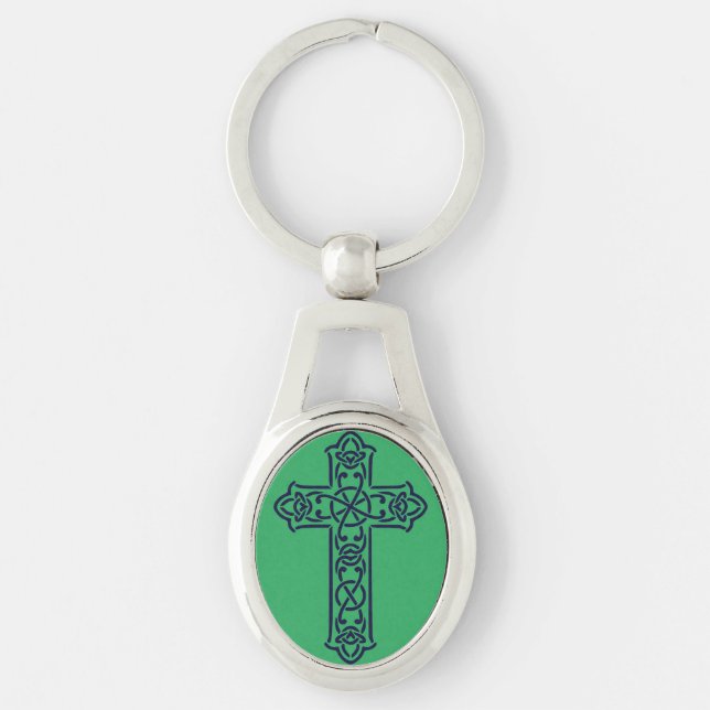 Blue Celtic High Cross Schlüsselanhänger (Vorderseite)