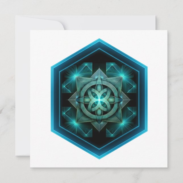 Blue Celtic Knot In A Six Sided Blue Frame Einladung (Vorderseite)
