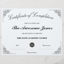 Blue Certificate of Completion mit benutzerdefinie