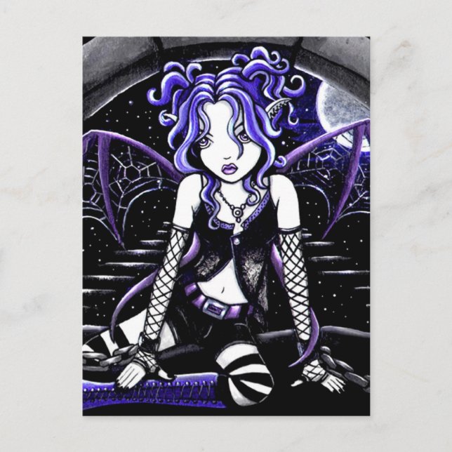 "Blue Chained Gothic Fairy Art Postcard" Postkarte (Vorderseite)