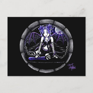 "Blue Chained Gothic Fairy Art Postcard" Postkarte