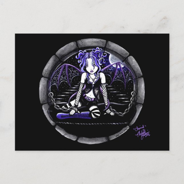 "Blue Chained Gothic Fairy Art Postcard" Postkarte (Vorderseite)
