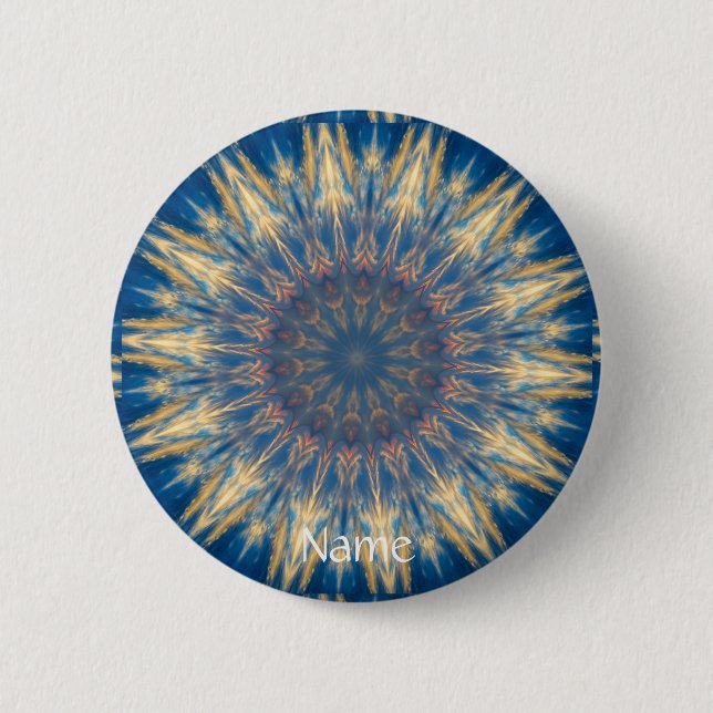 Blue Chakra Kaleidoskop Thunder_Cove Button (Vorderseite)