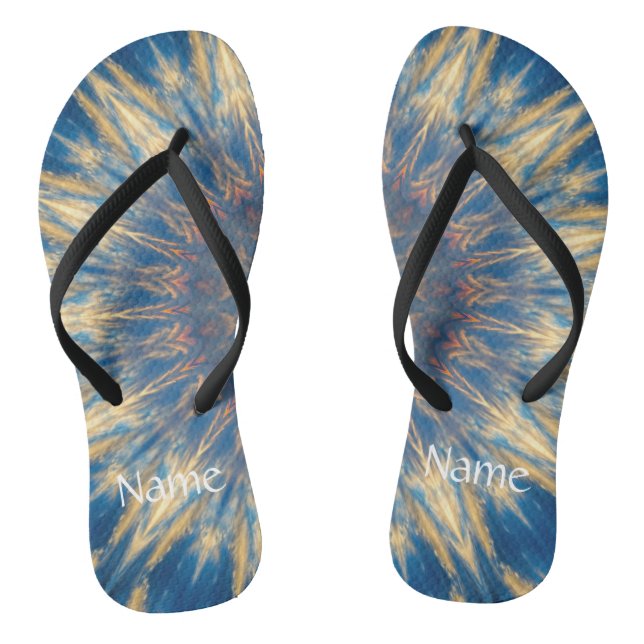 Blue Chakra Kaleidoskop Thunder_Cove Flip Flops (Fußbett)