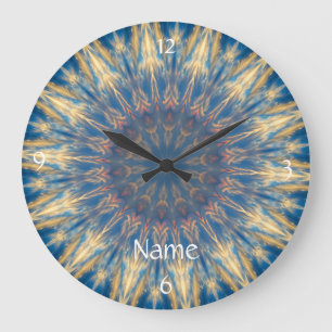 Blue Chakra Kaleidoskop Thunder_Cove Große Wanduhr