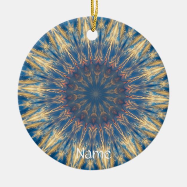 Blue Chakra Kaleidoskop Thunder_Cove Keramik Ornament (Vorne)