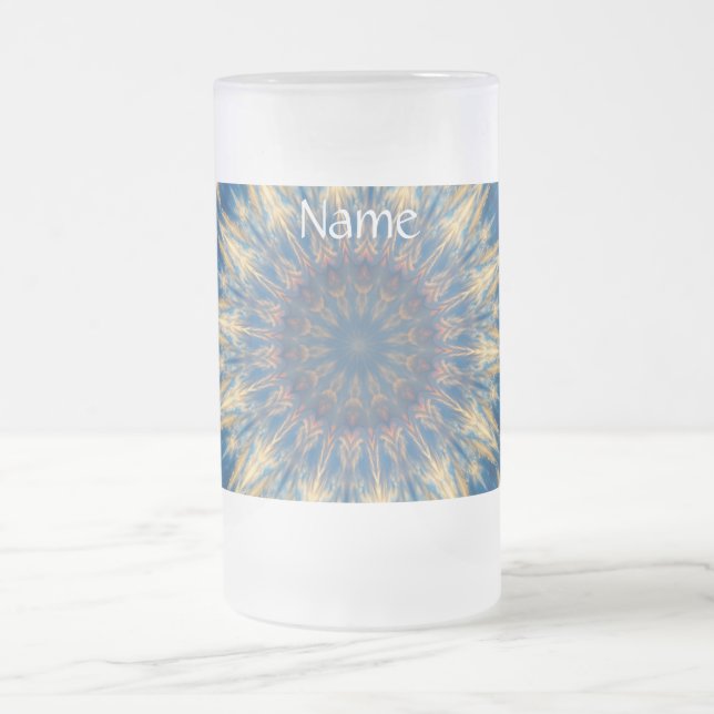 Blue Chakra Kaleidoskop Thunder_Cove Mattglas Bierglas (Mittel)