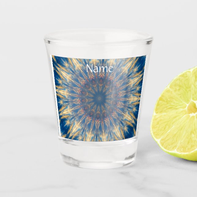 Blue Chakra Kaleidoskop Thunder_Cove Schnapsglas (Vorderseite)