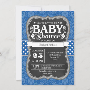 Blue Chalkboard Floral Baby Dusche einladen Einladung
