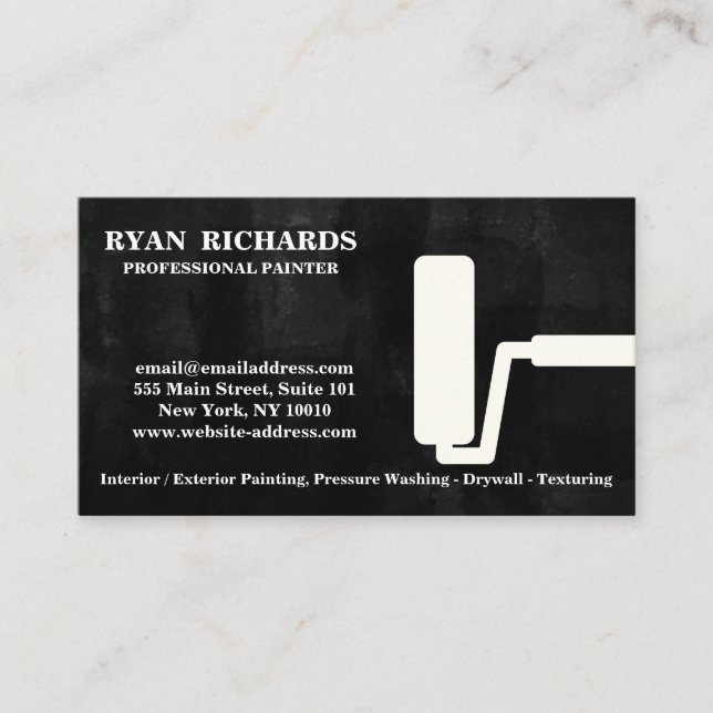 Blue Chalkboard House Painting Business Card Visitenkarte (Vorderseite)