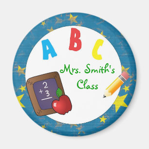 Blue Chalkboard School Teacher Magnet