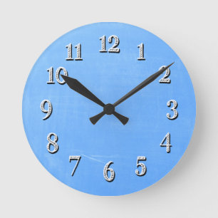 Blue Chalkboard Style Wall Clock Runde Wanduhr