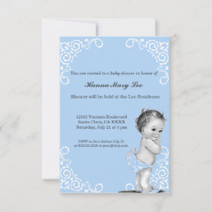 Blue Chalkboard Vintage Baby Shower Invitation Einladung