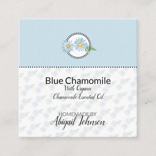 Blue Chamomile hausgemachte Bath & Body-Geschenkma Quadratische Visitenkarte (Vorderseite)