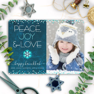 Blue Chanukka Frieden Freude Liebe Zitat Foto Schn Feiertagskarte