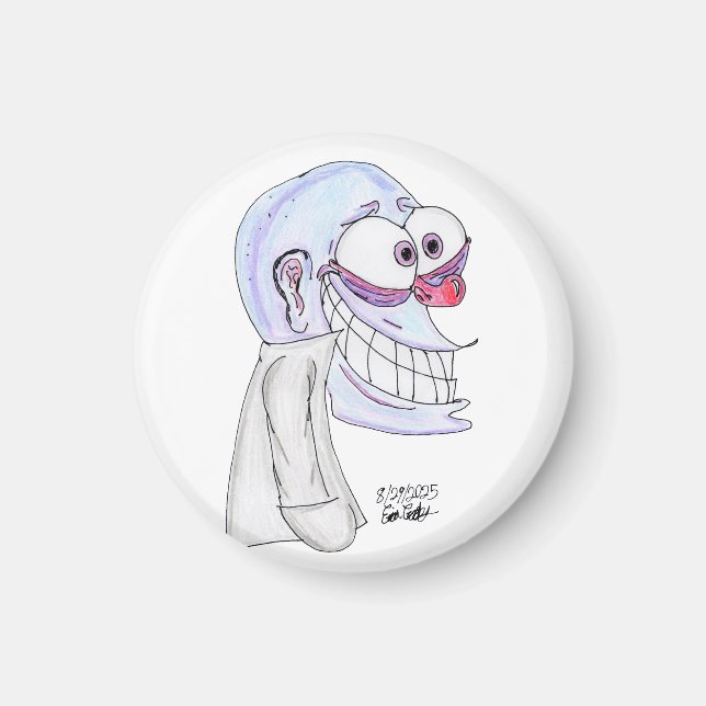 blue character smiling with coat magnet (Vorne)
