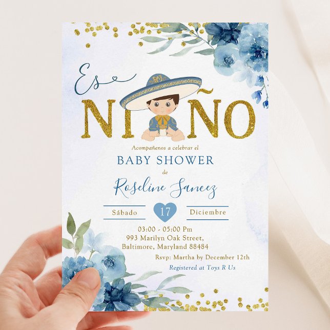 Blue Charro Boy Es niñ o Baby Dusche Einladung (Von Creator hochgeladen)