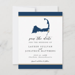 Blue Chatham Cape Cod Map Wedding the Date Save The Date