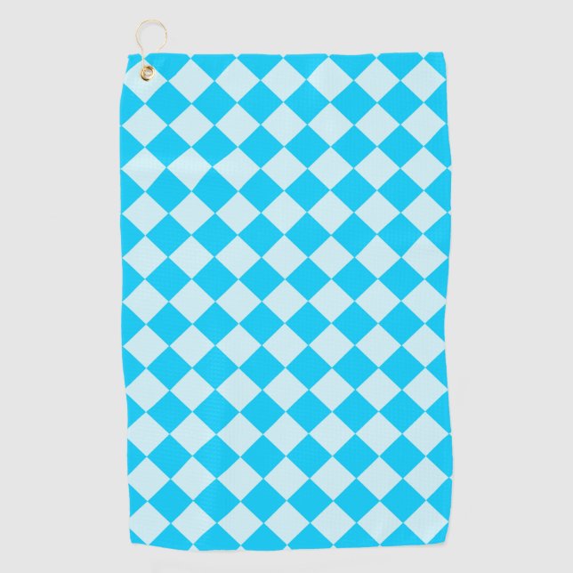Blue Checker Diamond Pattern Golfhandtuch (Vorderseite)