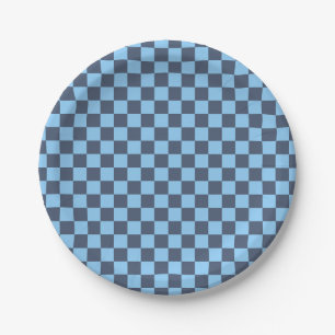 Blue Checkerboard Pappteller