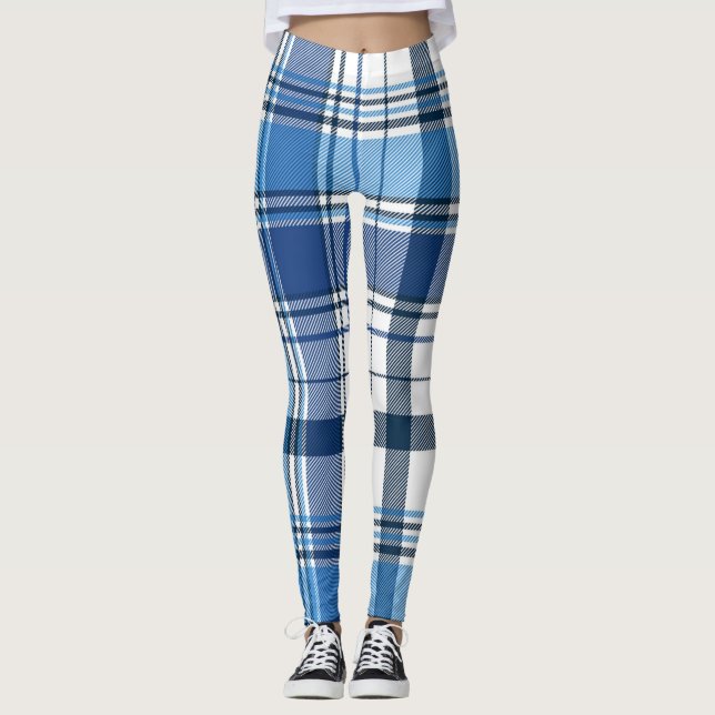 Blue Checkered Classic Scottish Kariert Pattern. Leggings (Vorderseite)