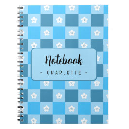 Blue Checkered Floral Notizblock