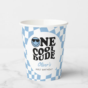 Blue Checkered Lächeln Ein Cooler Typ 1. Geburtsta Pappbecher