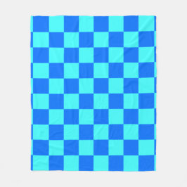 Blue Checkered Square Pattern Fleecedecke
