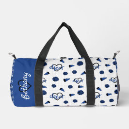 Blue Cheer Hearts, Pom Poms, Megaphone Muster Duffle Bag