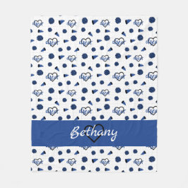 Blue Cheer Hearts, Pom Poms, Megaphone Muster Fleecedecke