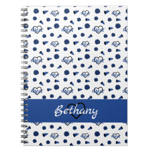 Blue Cheer Hearts, Pom Poms, Megaphone Muster Notizblock