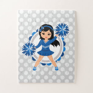 Blue Cheerleader Black Hair - Niedlicher Cheer Puzzle