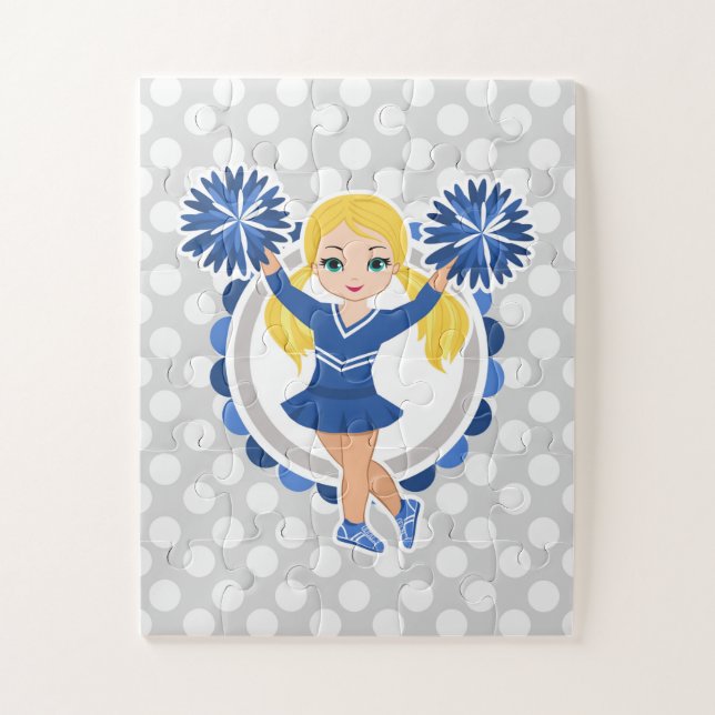 Blue Cheerleader Blonde - Niedlich Cheer Puzzle (Vertikal)