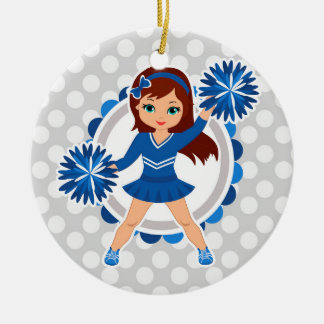 Blue Cheerleader Brünett - Niedlich Cheerleader Keramik Ornament