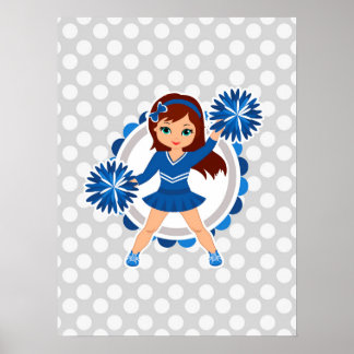 Blue Cheerleader Brünett - Niedlich Cheerleader Poster