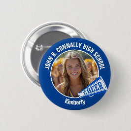 Blue Cheerleader Foto High School Spirit Cheerlead Button