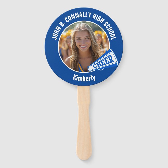 Blue Cheerleader Photo High School Parent Fächer (Vorderseite)