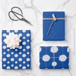 Blue Cheerleader Pom Pom Muster Geschenkpapier Set