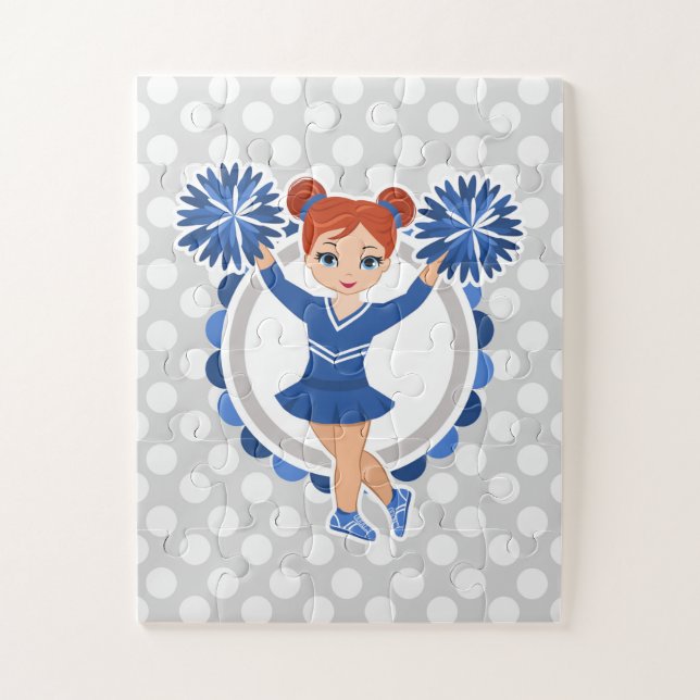 Blue Cheerleader Redhead - Niedlich Cheer Puzzle (Vertikal)