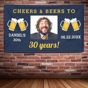 Blue Cheers & Beers Milestone Geburtstag Foto Banner