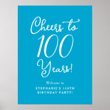 Blue Cheers to 100 Years Birthday Willkommen