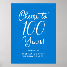 Blue Cheers to 100 Years Birthday Willkommen