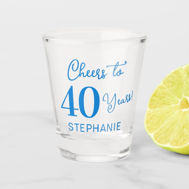 Blue Cheers to 40 Years 40th Birthday Party Schnapsglas (Vorderseite)