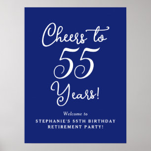 Blue Cheers to 55 Years Retirement Willkommen Poster