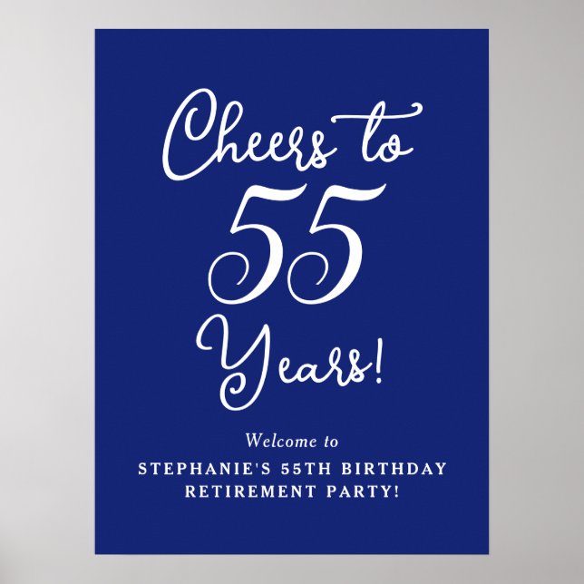 Blue Cheers to 55 Years Retirement Willkommen Poster (Vorne)