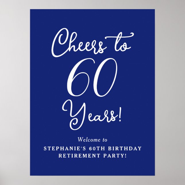 Blue Cheers to 60 Years Retirement Willkommen Poster (Vorne)