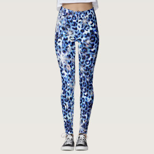 Blue Cheetah Glitzern Leggings