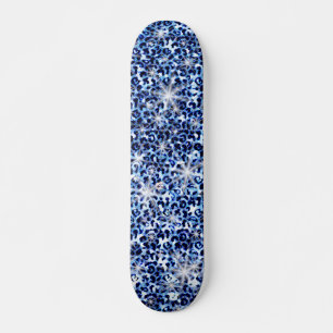 Blue Cheetah Glitzern Skateboard