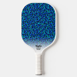 Blue Cheetah Print Animal Muster benutzerdefiniert Pickleball Schläger