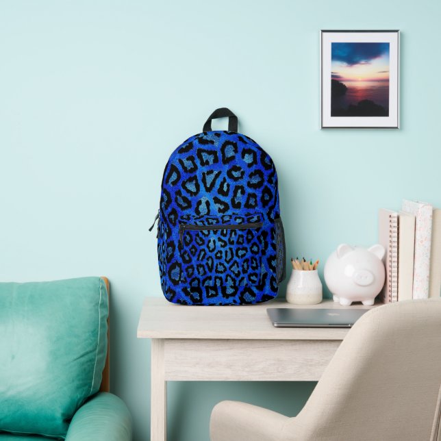 Blue Cheetah Print Bedruckter Rucksack (InSitu)